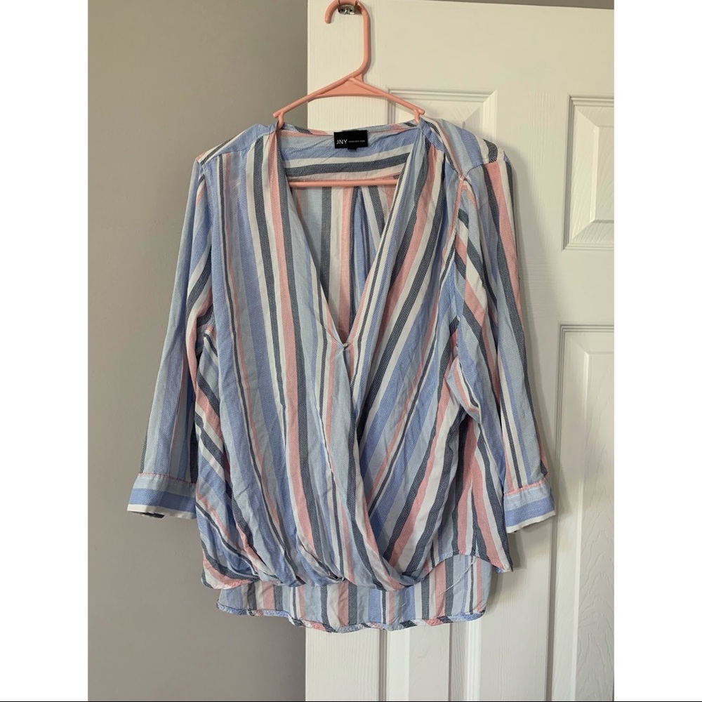 Jones New York Striped Wrap Blouse Size 2x